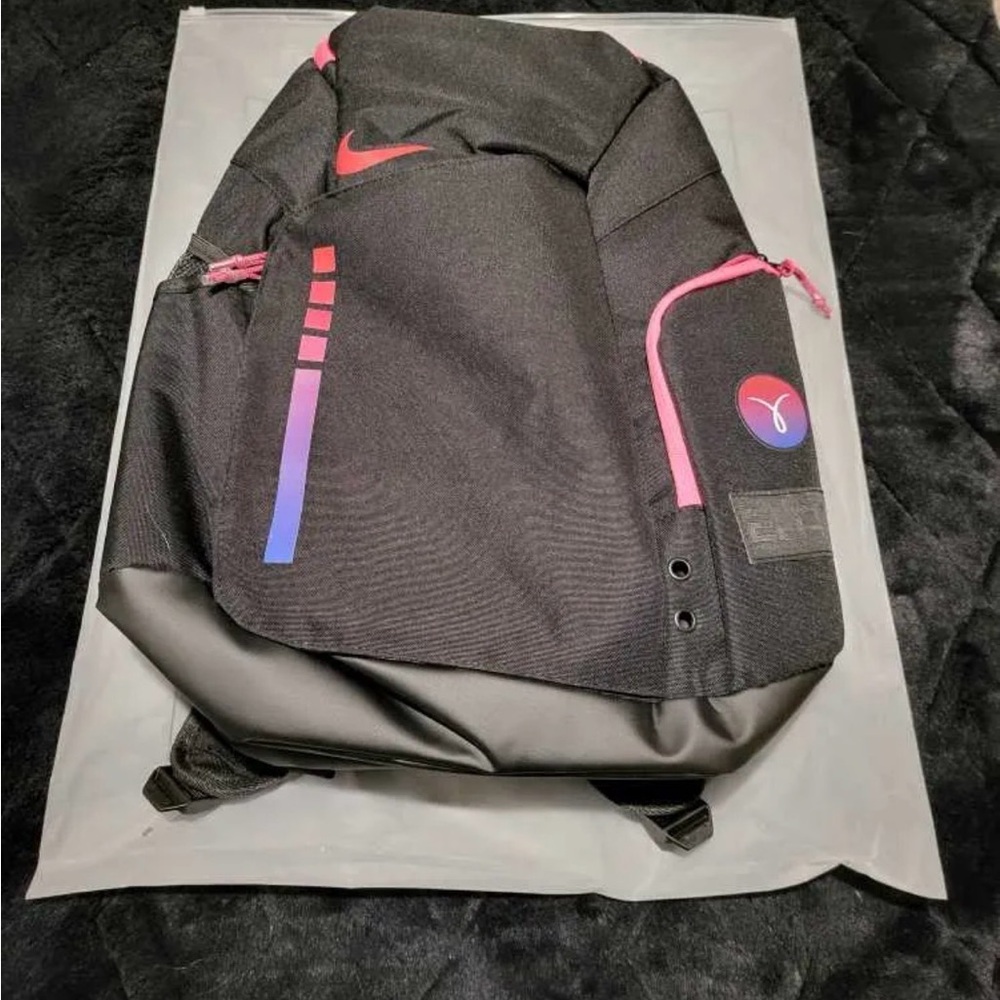 Nike Black Backpack with Pink and Blue Accents